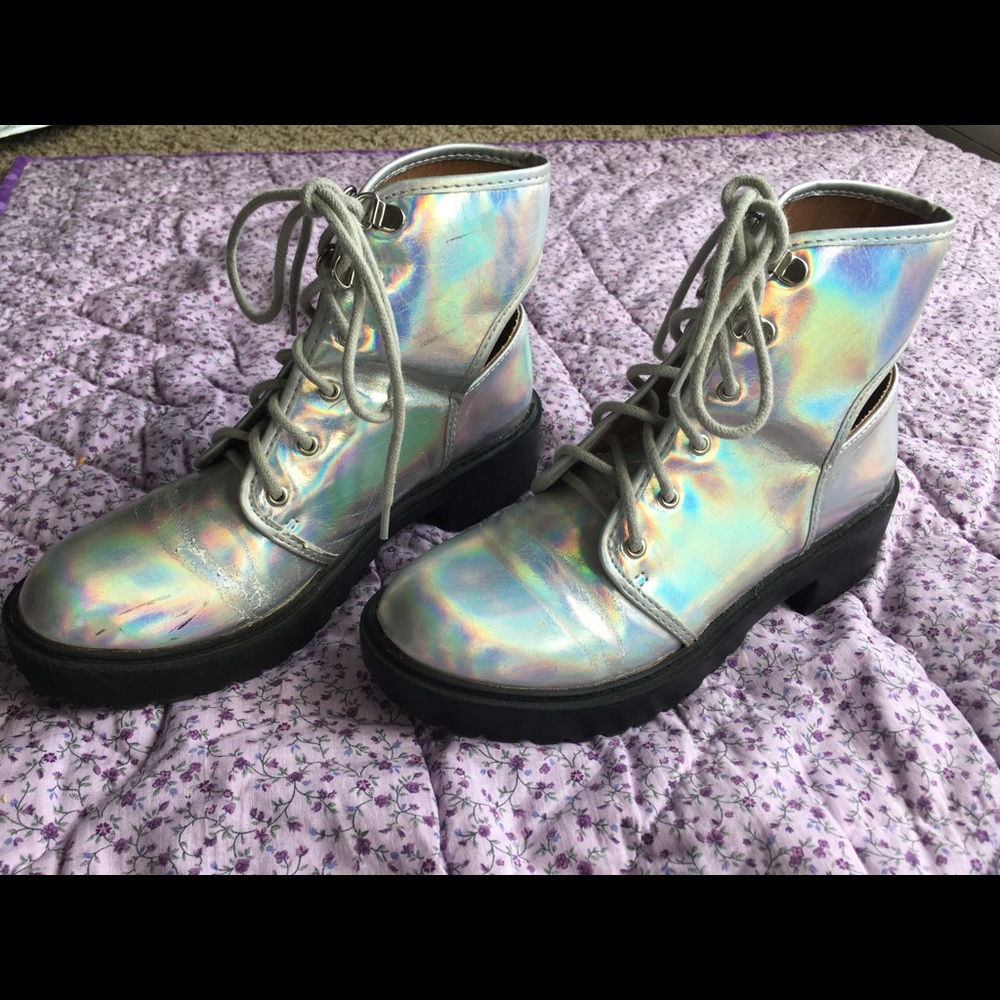 Holographic Cut out boots